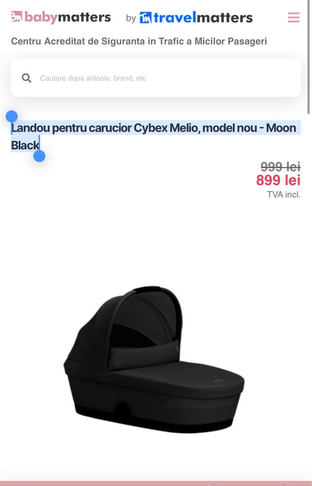 Landou pentru carucior Cybex Melio - Moon Black