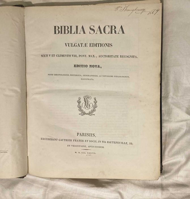 Biblia Sacra VulgatÆ Editionis , an  1837 , limba latina