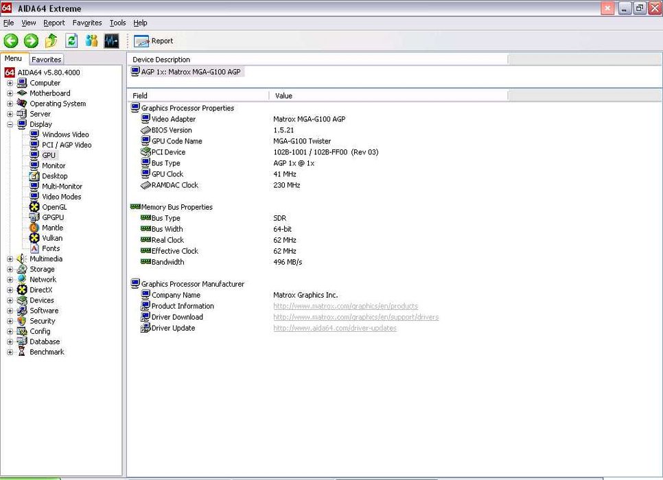 Matrox MGA-G100 G100A/4/CPQ 4Mb AGP Testat