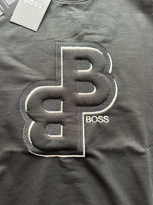 Мъжка,памучна,черна блуза Hugo BOSS с бродирано лого