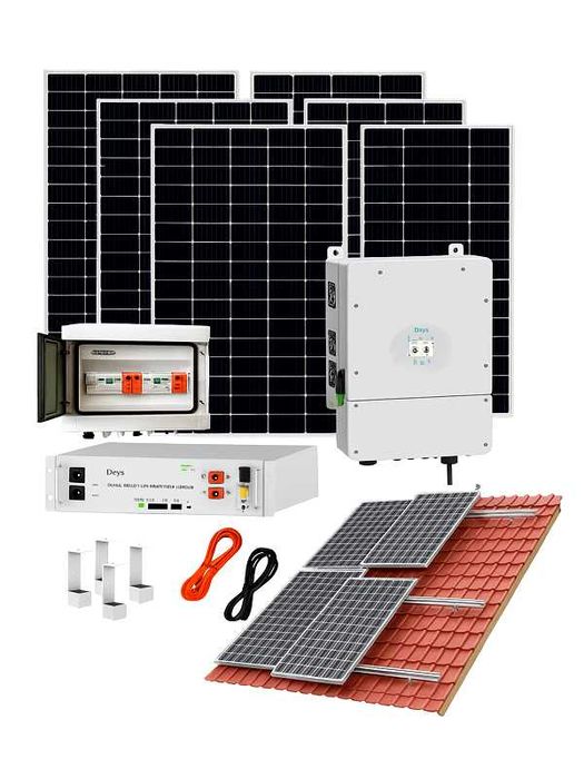 Монофазна хибридна система 6kW с Deye 6kW и 5.12kWh Deye литиева батер