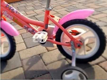 Bicicleta copii cu roti ajutatoare Dino roz