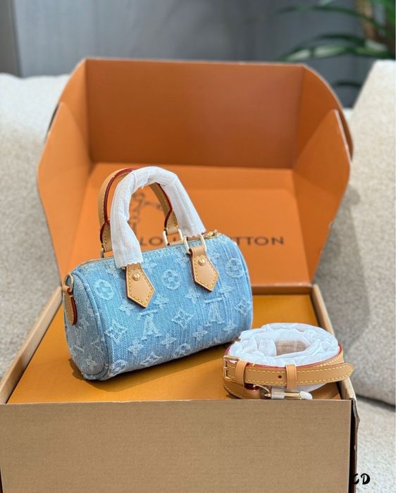 Geanta Louis Vuitton speedy denim piele naurala pe stoc