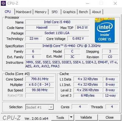 Процесор Intel i5-4460, до 3.40 GHz, сокет 1150 Haswell-refresh