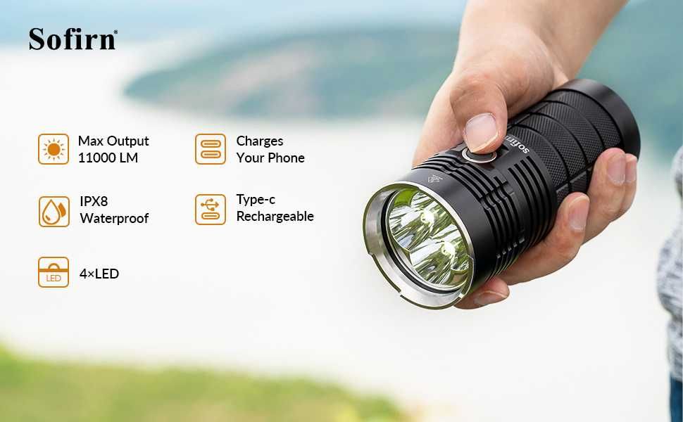 Lanterna LED Sofirn Q8 PRO + husa protectie + diffuser