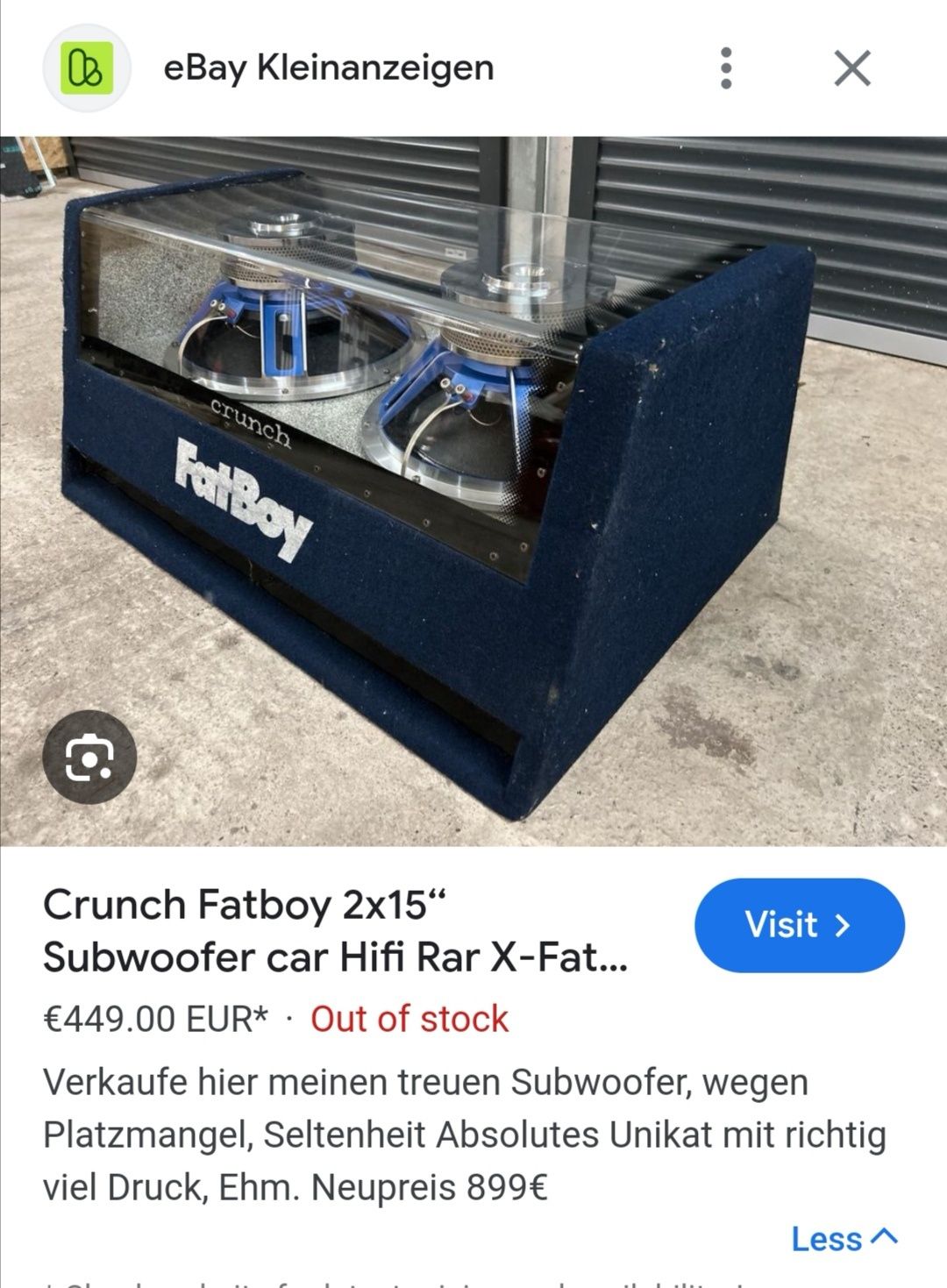 Crunch Fatboy x-fat3000 bass/subwoofer 1600w rms 2+2ohm f