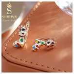 Cercei Copii Pretty Girafe, placati cu aur roz 14k