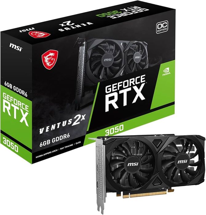 Видеокарта MSI GeForce RTX 3050 Ventus 2X 6GB OC — как новая