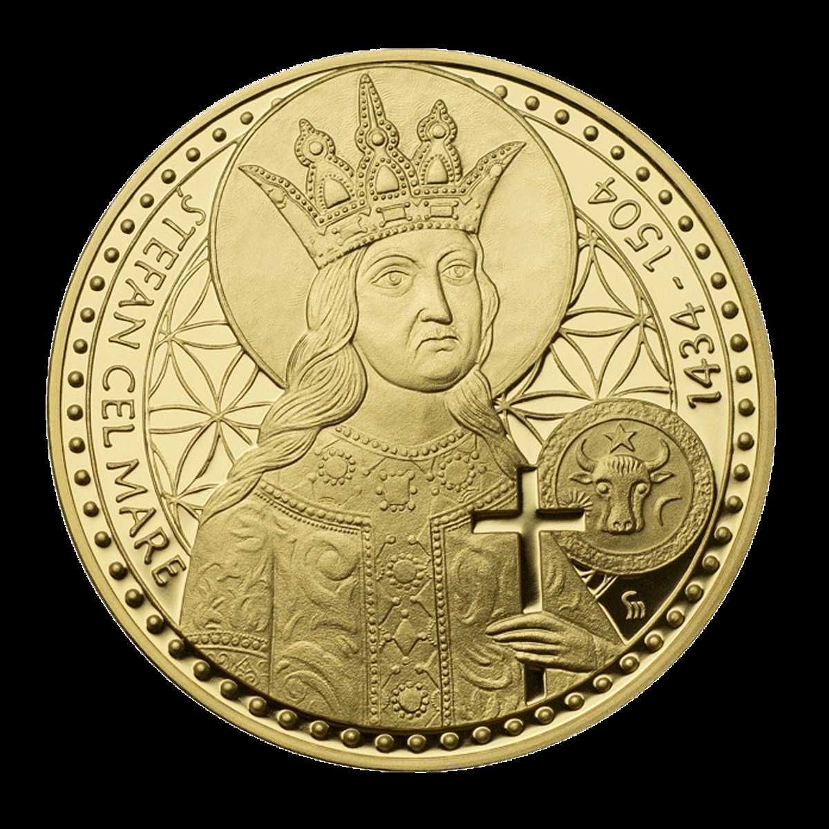 SET 2 Monede Stefan Cel Mare Tiraj 76/199 26 Grame Cupru Aurite PROOF
