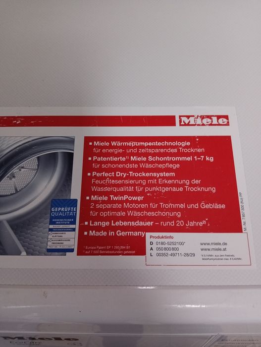 Сушилня с термопомпа Миеле Miele T 8000 WP 7кг А+++ 2 години гаранция