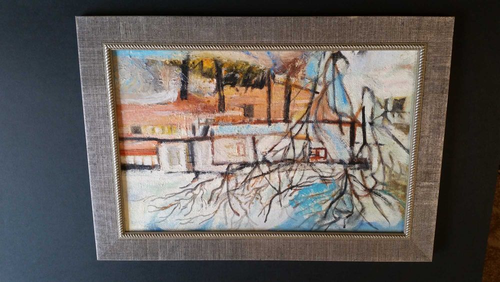 Чудесен пейзаж, рисуван с маслени бои на фазер. В рамка по поръчка.