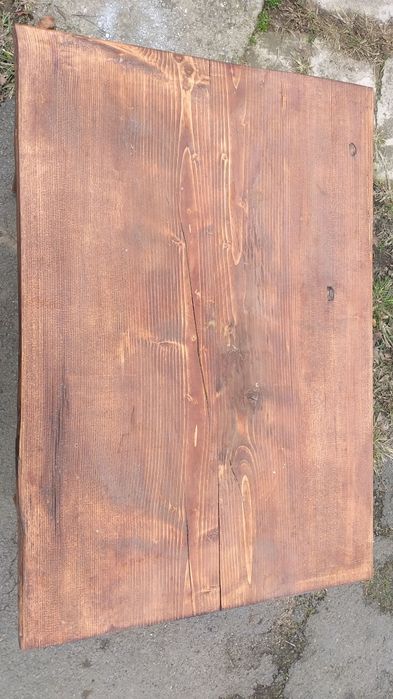 Masa blat lemn natural cadru teava cupru