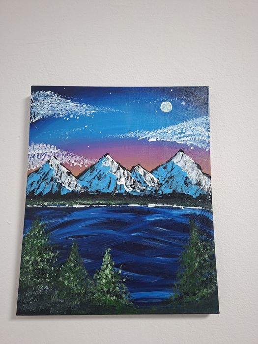 Pictura pe pânză realizată cu vopsea acrilica