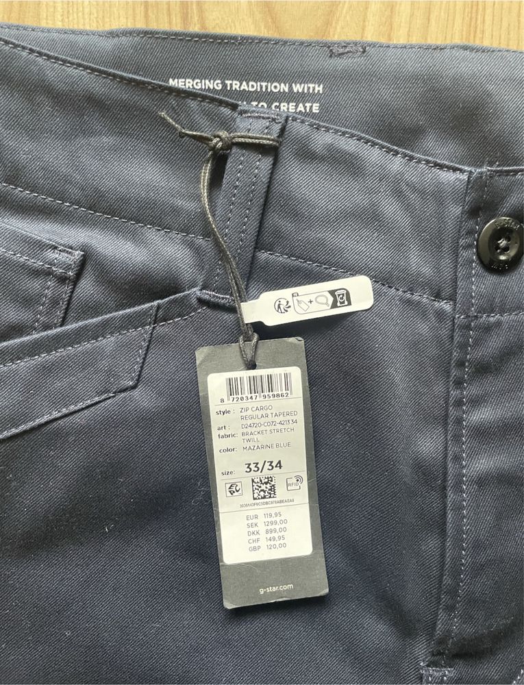 G-star Raw ZIP Cargo Regular TAPERED/Нов мъжки карго панталон W33L34