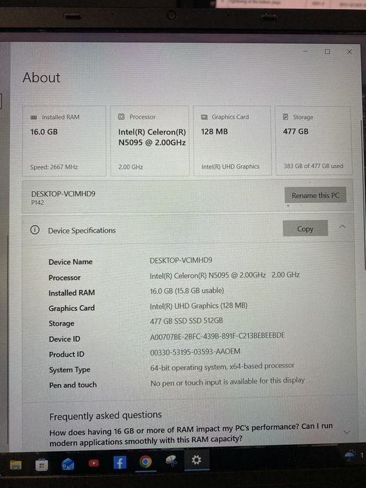 Laptop 16 GB RAM si 512 SSD