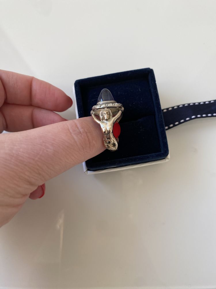 Inel aur alb, safir, din 1900