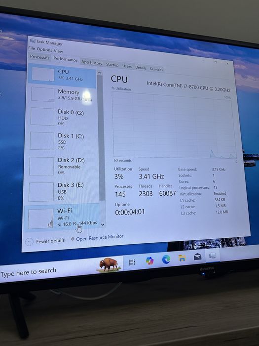 Sistem PC Gaming i7 8700/RTX 2070/ 16GB DDR4/SSD 128/HDD 1TB