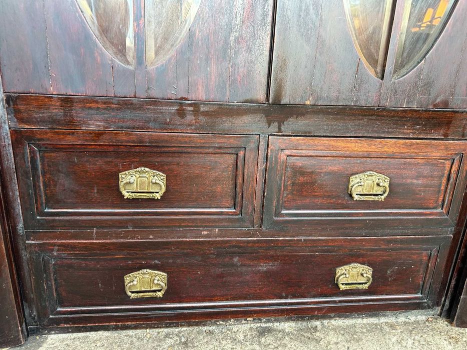 Biblioteca Vintage din Lemn Masiv stil ArtDeco; Vitrina; Dulap