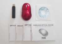 Mouse optic fara fir + adaptor radio 15m + CD de instalare - vintage