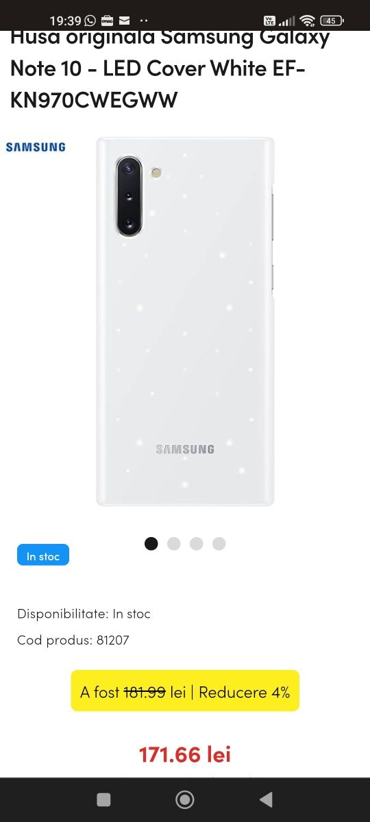 Husa Samsung Note 10/10 5G Led Cover originala
