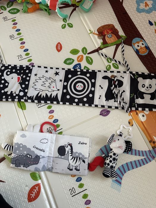 Лот черно бели играчки с подарък рак