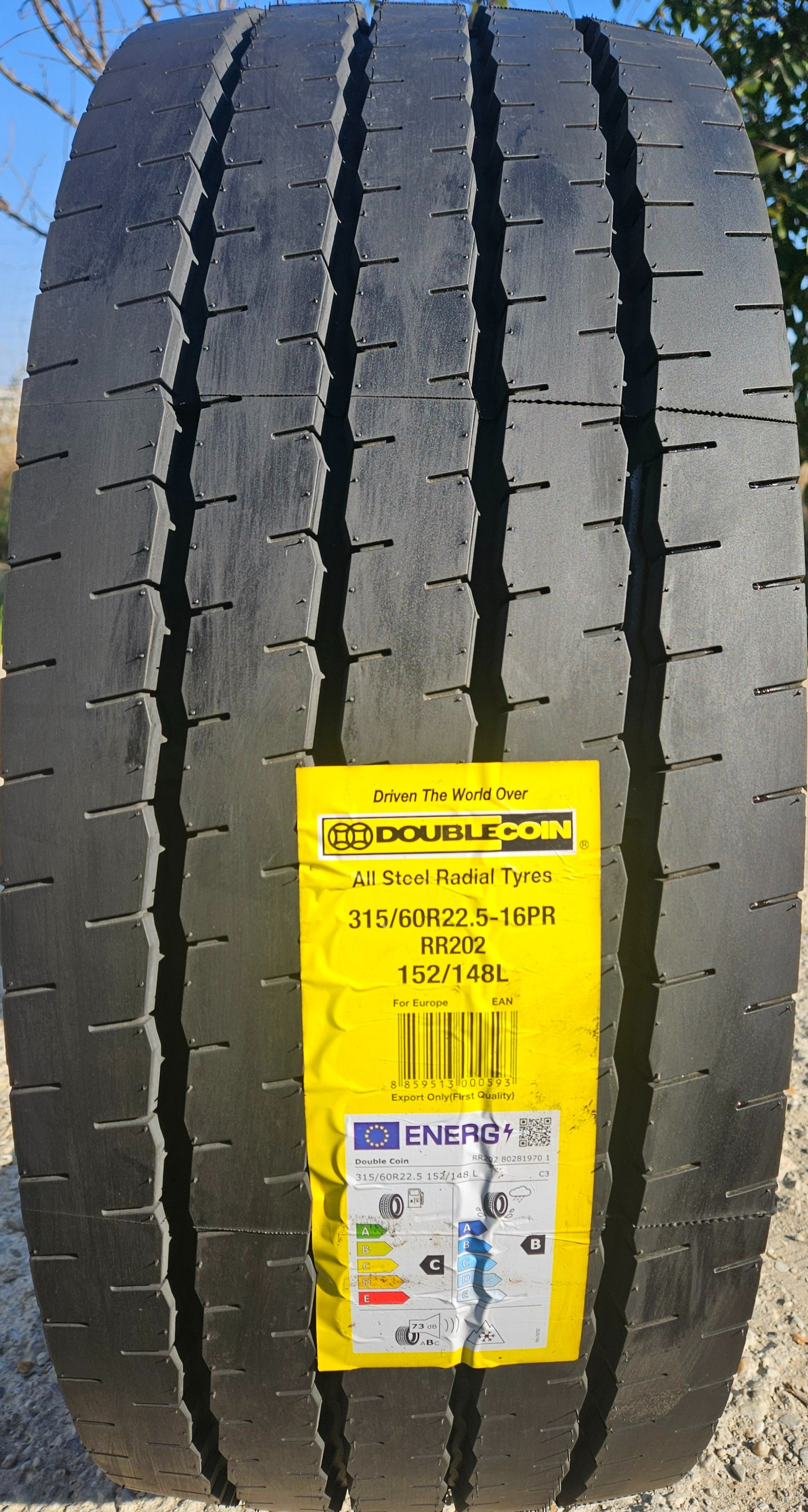 315/60 R22.5, 152L, DOUBLE COIN RR202, Anvelope directie / remorca M+S