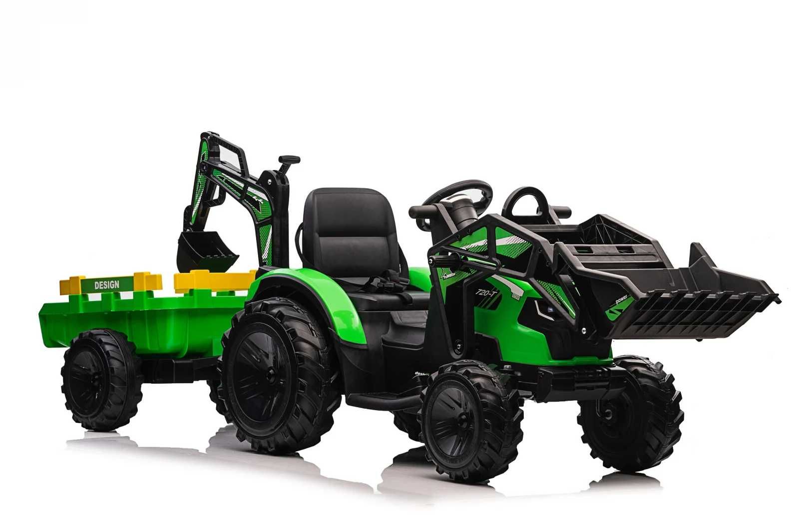 Tractor electric cu remorca pt copii 90W, cupa si incarcator incluse