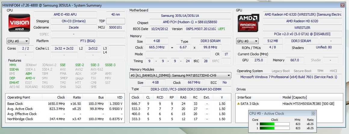 Samsung NP305U1A AMD E450 11.6" 4GB DDR3 HDD 500GB - ideal diagnoza