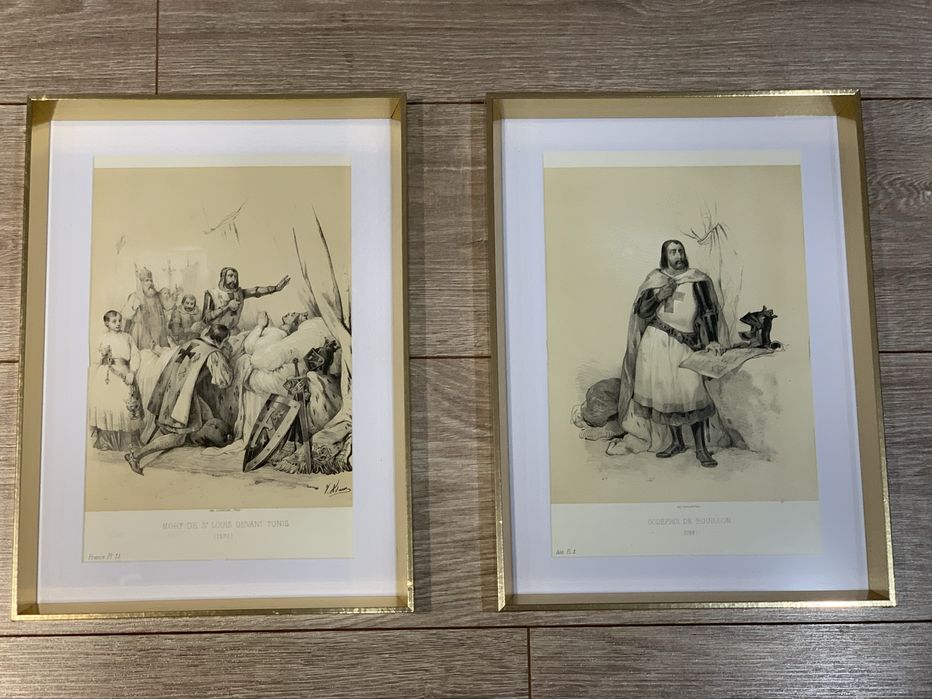 Set 2 tablouri cu litografii originale Templieri