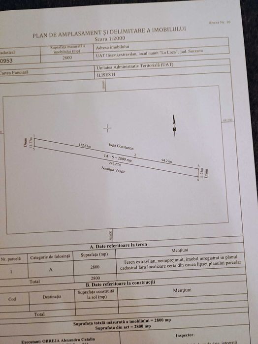 Vânzare teren extravilan in Brasca, comuna Ilișești, Suceava