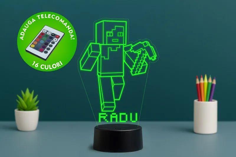 Lampa LED 3D Minecraft – 249 lei – Livrare Gratuită