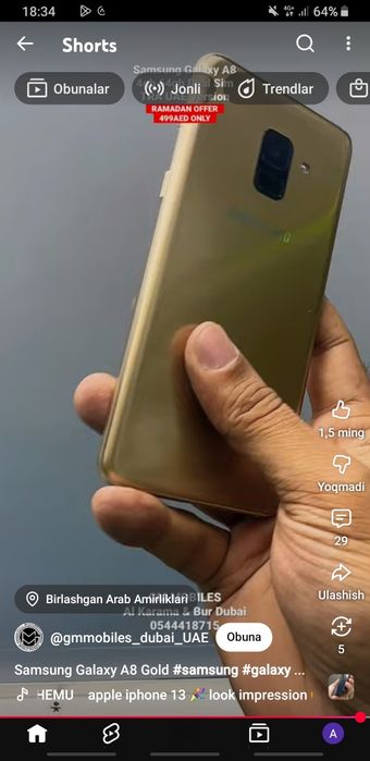 Samsung A8 2018 tel sotiladi sroshni  32 tel idialni holati alo daraja