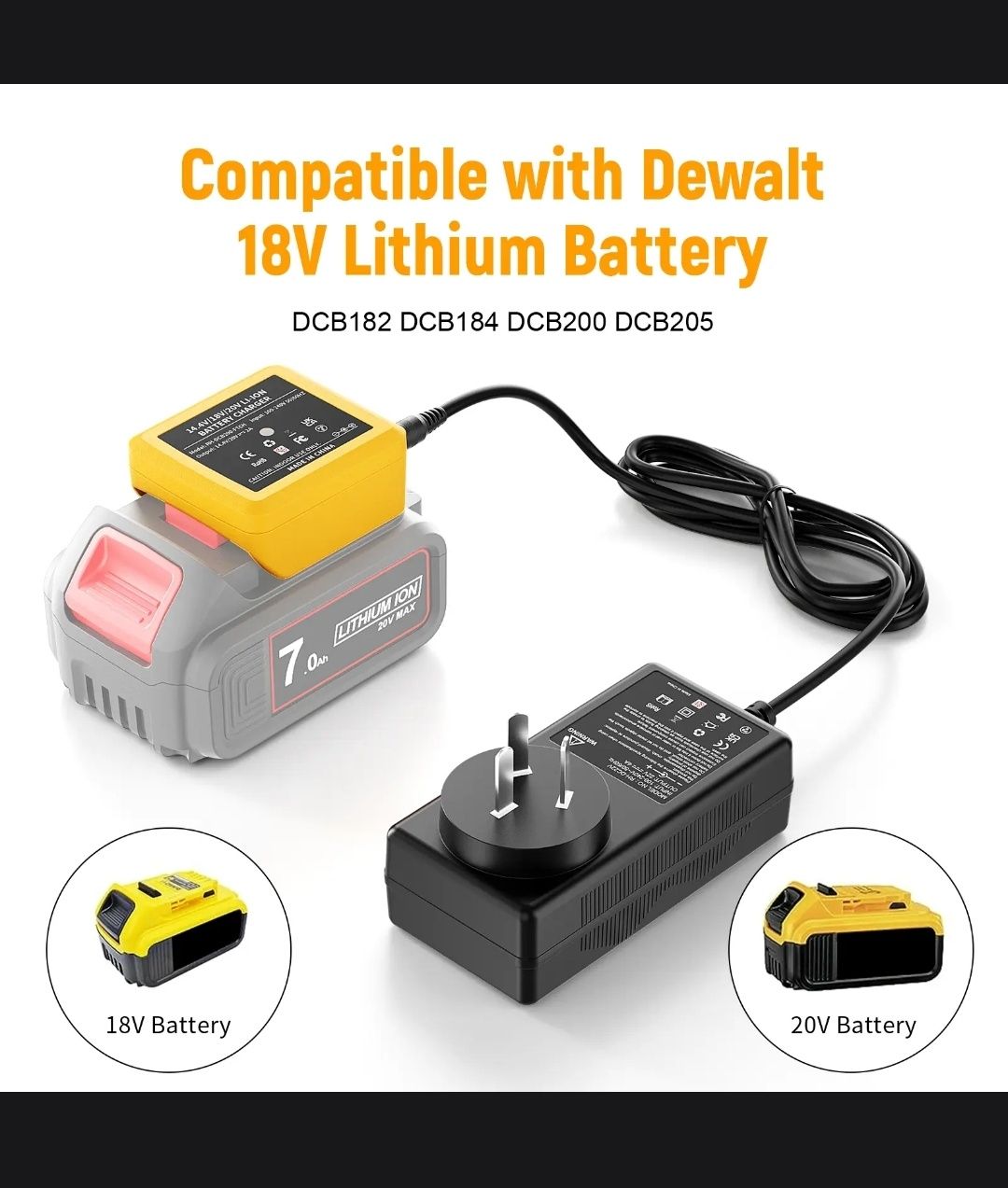 Зарядка  для аккумуляторов Dewalt 20 В DCB200 и прочие см ниже