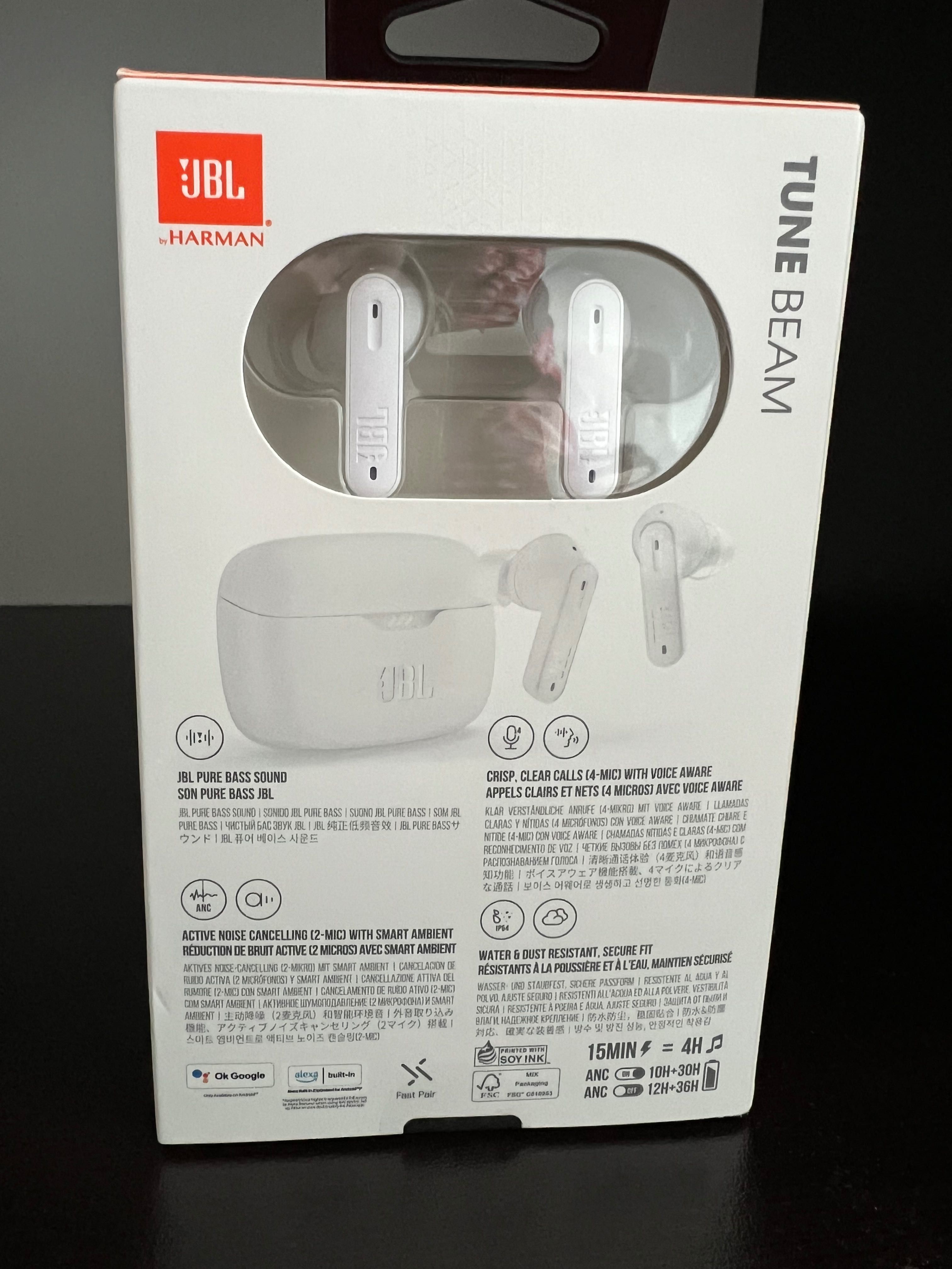 Безжични слушалки JBL - Tune Beam, TWS, ANC, бели