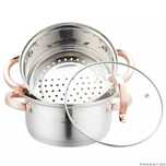 Set de 3 piese, oala pentru fiert cu abur, inox, diametru 18 cm,