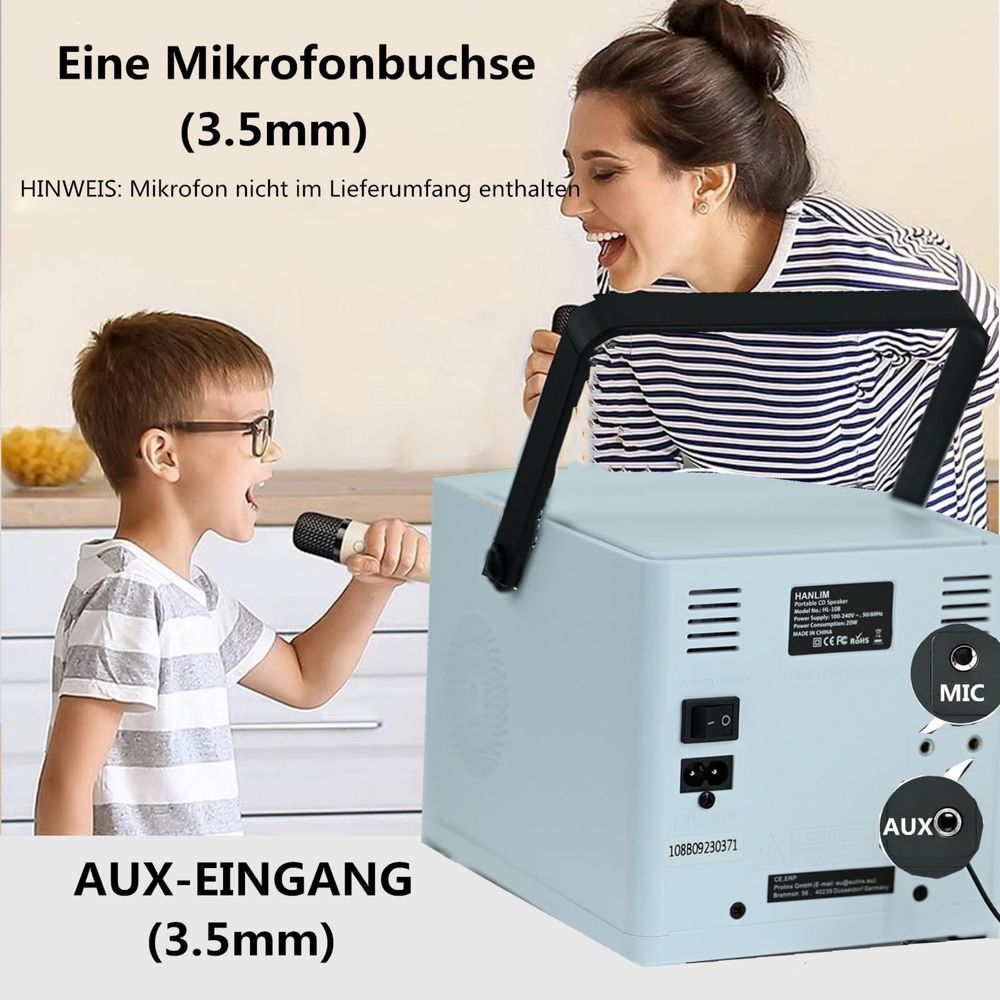 HANLIM Преносим CD плейър 20W Bluetooth/FM/MP3/USB/AUX/дистанционно