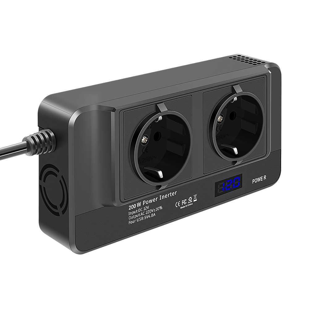 Инвертор за кола 200W 12V към 220V + 4 * USB
