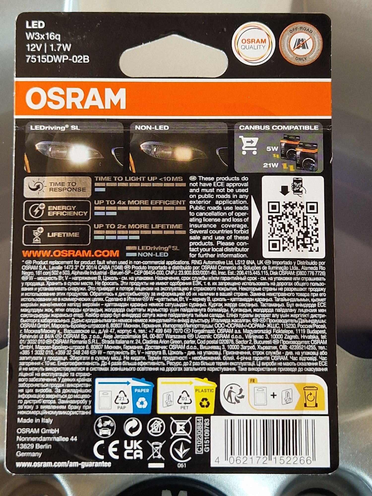 LED крушки osram w21/5w