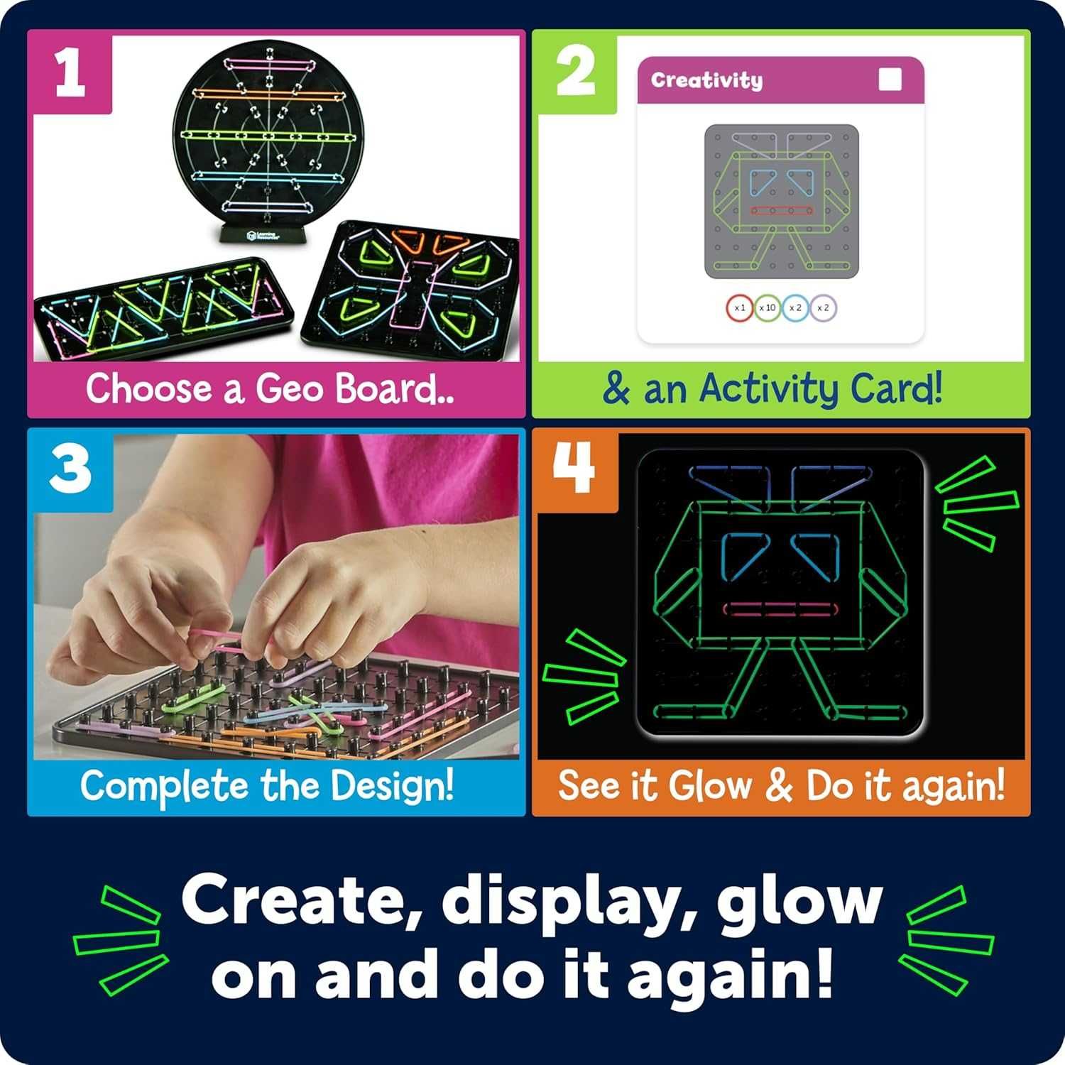 Learning Resources STEM изследователи Гео-светещо изкуство, 5+ години