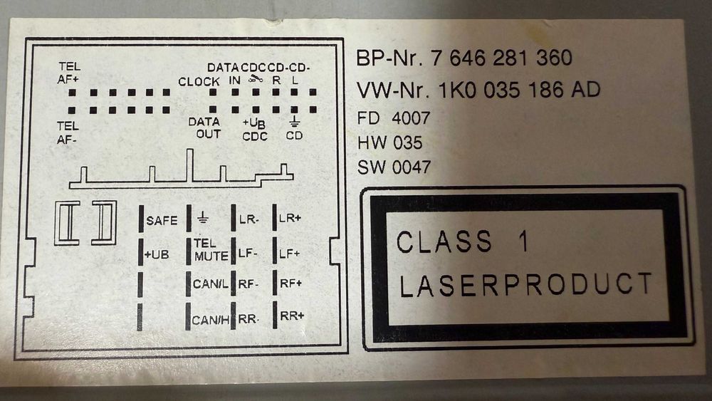 Radio-CD ,MP3 Blaupunkt,Volkswagen Golf 5 ,6 ,Touran ,Passat ,Polo