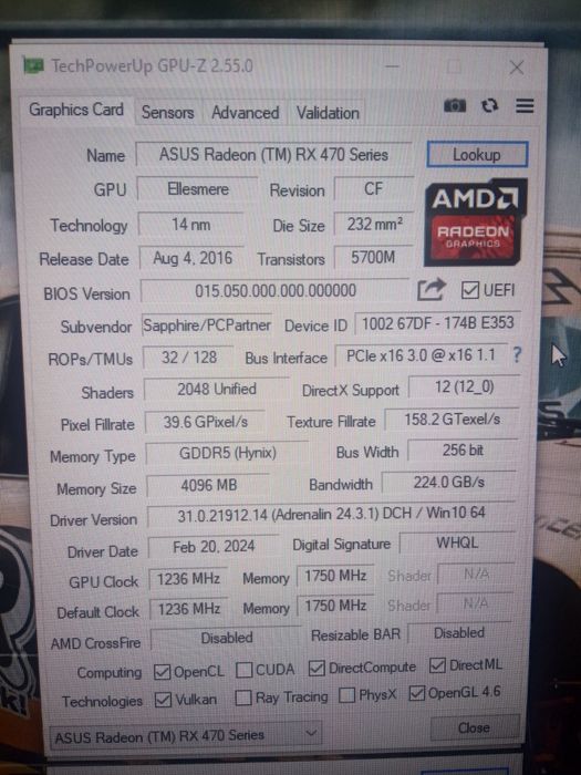 Продам видеокарту RX 470