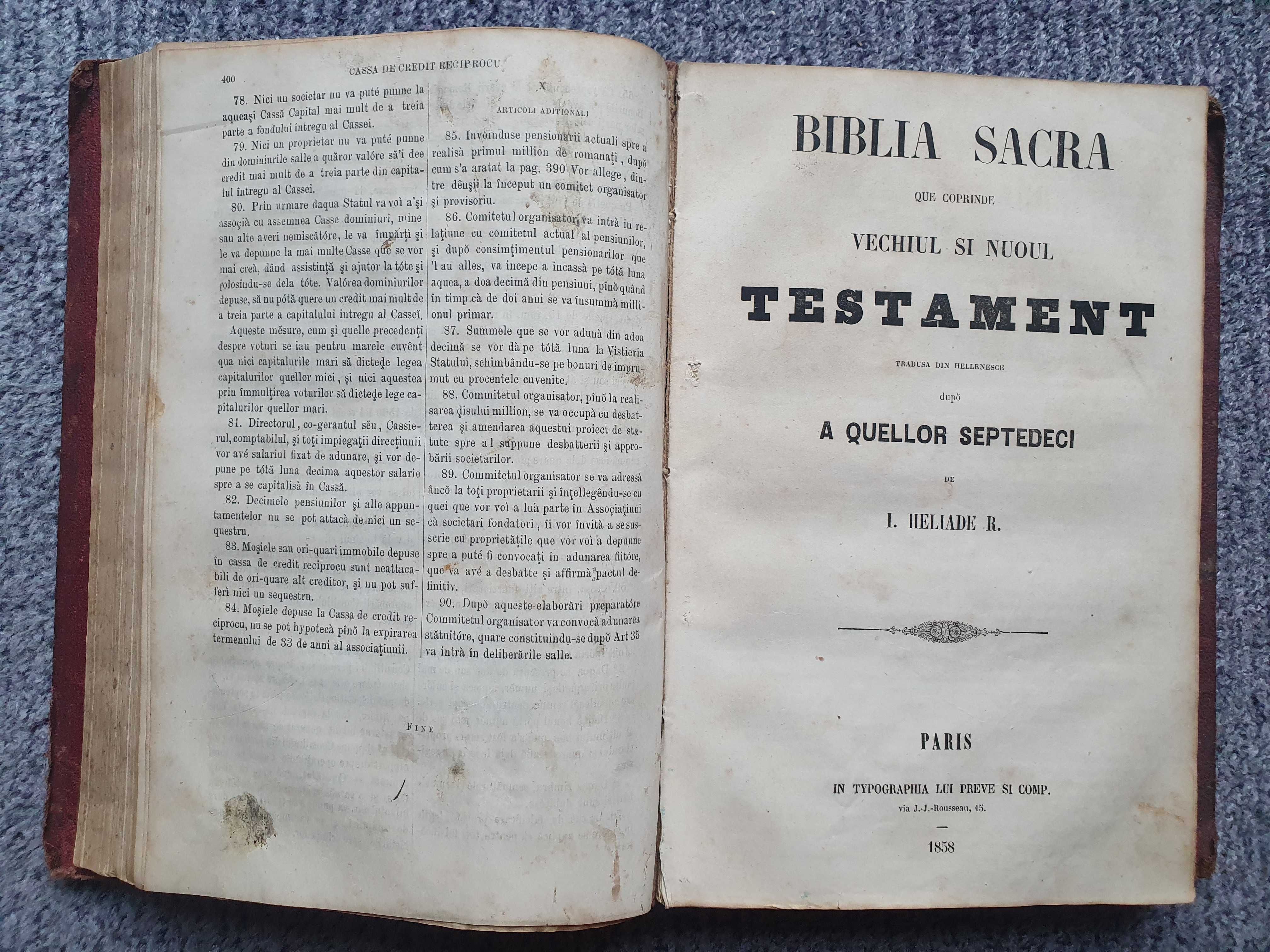 I H Radulescu Biblia sacra, Antitezele, Biblicele - 1858