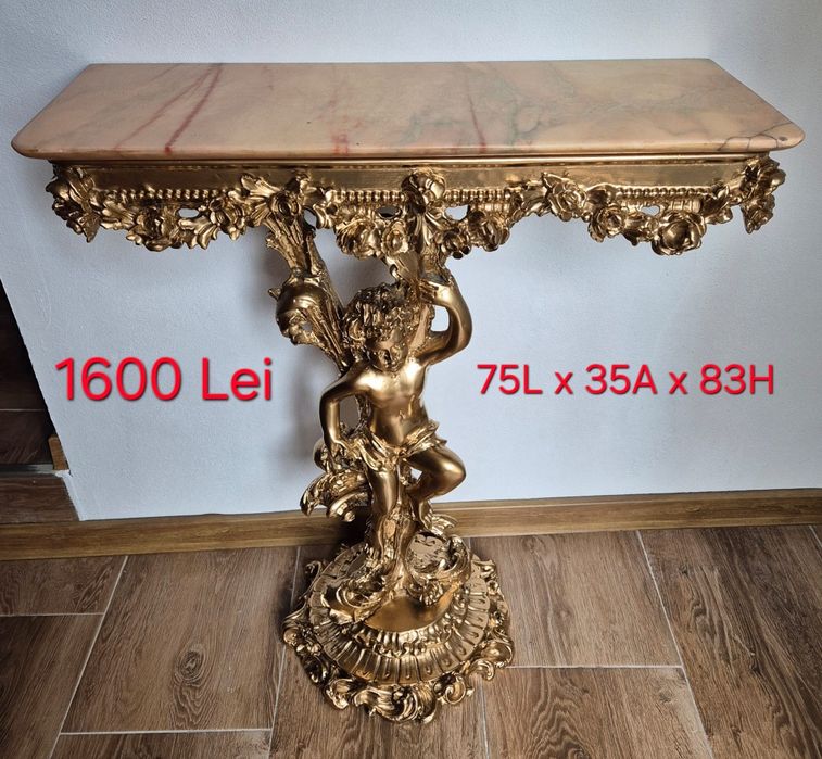 Consola cu Oglinda din bronz și lemn