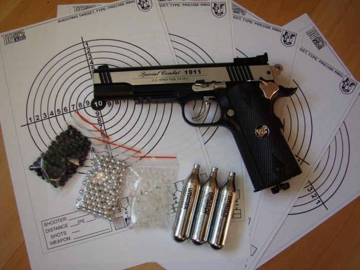 PISTOL MODIFICAT!! FULL METAL - cu aer comprimat la max.4,2 jouli co2