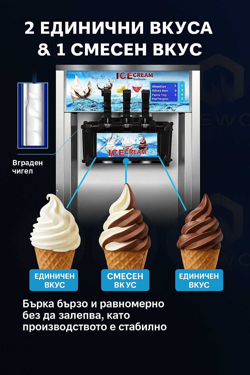 НАЛИЧНА Нова Профи сладолед машина  за мек италиански сладолед 3 вкуса