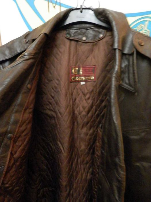 Manta Piele Naturala Armata Securitate cu Epoleti Dublura CAPRIOARA