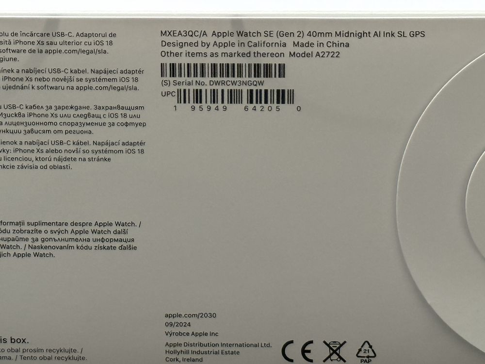 Apple Watch SE (Gen 2) 40mm Midnight *ЧистоНов**2г Гаранция*