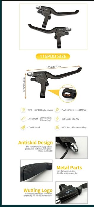 Maneta frana bicicleta electrica, 24v - 48v