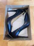pantofi negri stiletto din piele naturală cu fundă