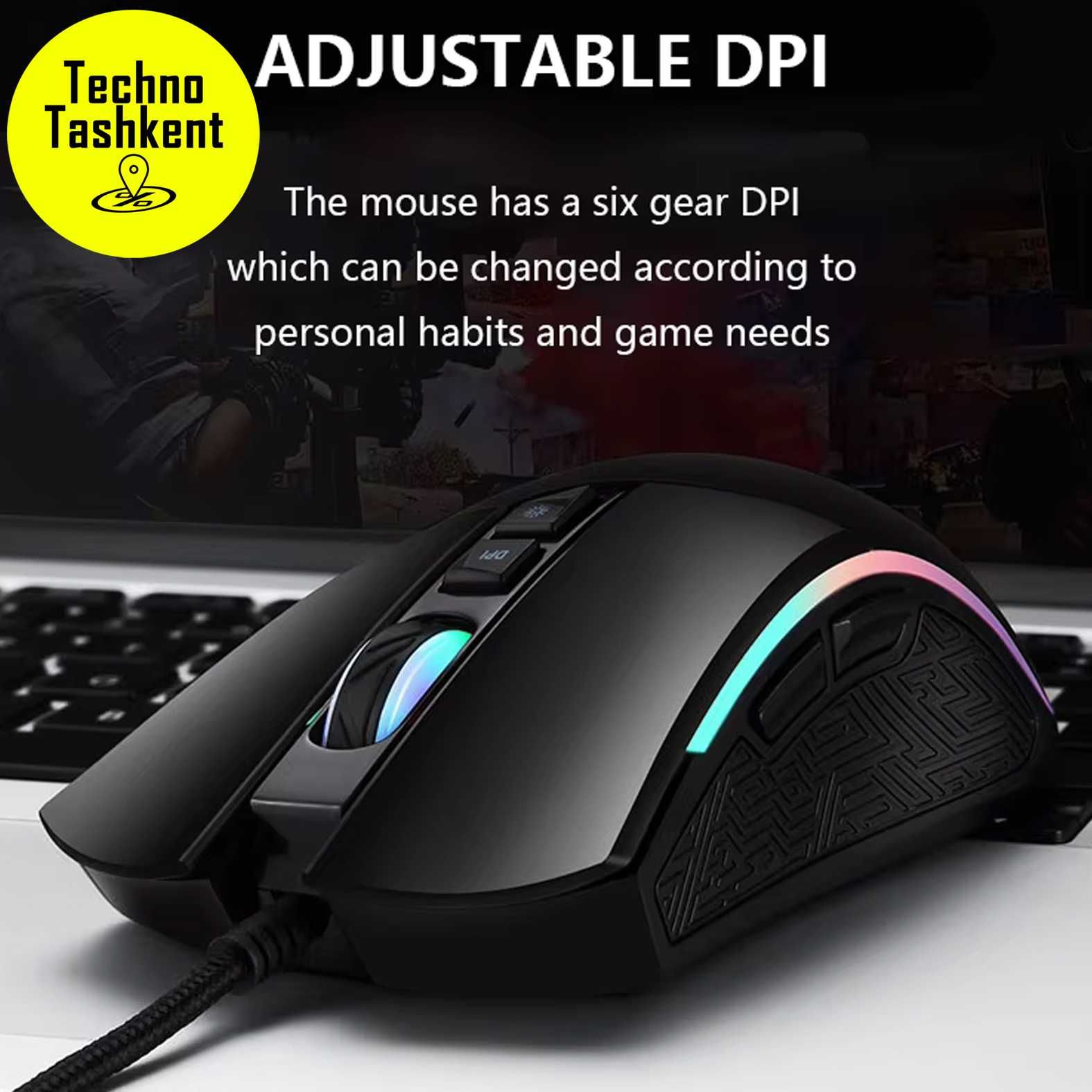 Проводная игровая мышь HP M220 USB, RGB (Garantiya) (Dostavka Bor)